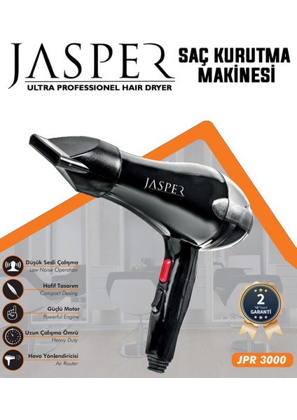 JPR-3000 Turbo Profesyonel 2500W Saç Kurutma Fön Makinesi