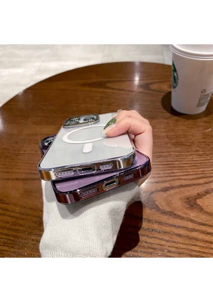 Apple iPhone 13 Pro Uyumlu Magsafe Kablosuz Şarz Özellikli Kamera Korumalı Parlak Kılıf indirimleri