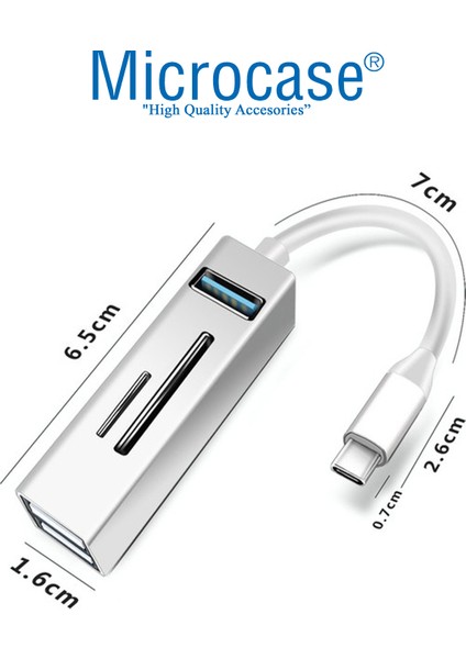 Type-C To USB 3.0 Çoğaltıcı Hub Kart Okuyuculu 5in1 USB Otg Sd/tf - AL3572