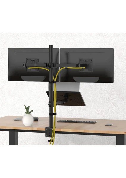 EF75 Steel Design 2-8 kg Triple Kol Asansörlü 13"-27" Monitör&10-17" Laptop Standı