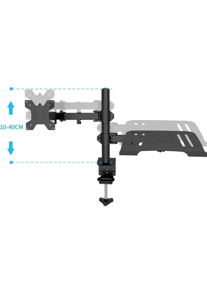 EF74 Steel Design 2-8 kg Çift Kol Asansörlü 13"-30" Monitör&10-17" Laptop Standı