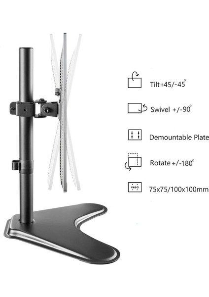 EF71 Steel Design 2-8 kg Tek Kol Asansörlü 13"-32" Desktop Monitör Standı