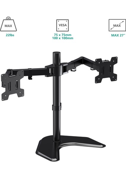 EF42 Steel Design 2-8 kg Çift Kol Asansörlü 13"-27" Desktop Monitör Standı