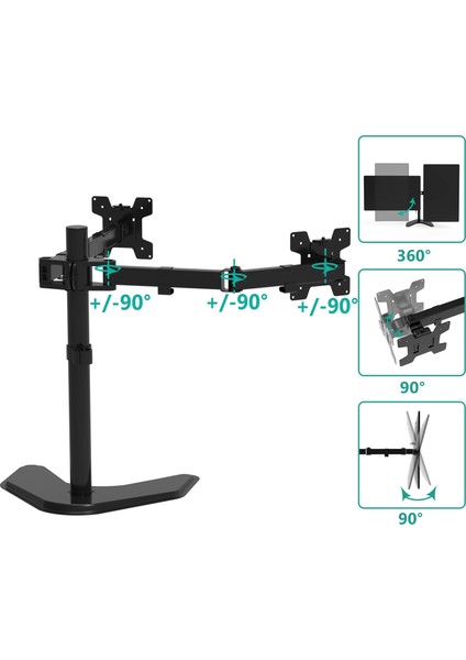 EF42 Steel Design 2-8 kg Çift Kol Asansörlü 13"-27" Desktop Monitör Standı