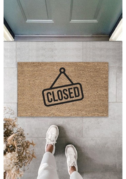 Modern Dijital Baskı - Kahverengi Closed Paspas - 70X45 cm Kapı Önü Paspası