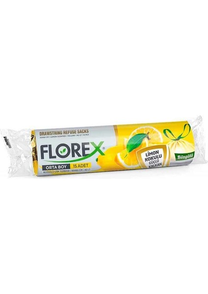 Florex Büzgülü Limon Kokulu Orta Boy Çöp Poşeti 55 x 60 cm