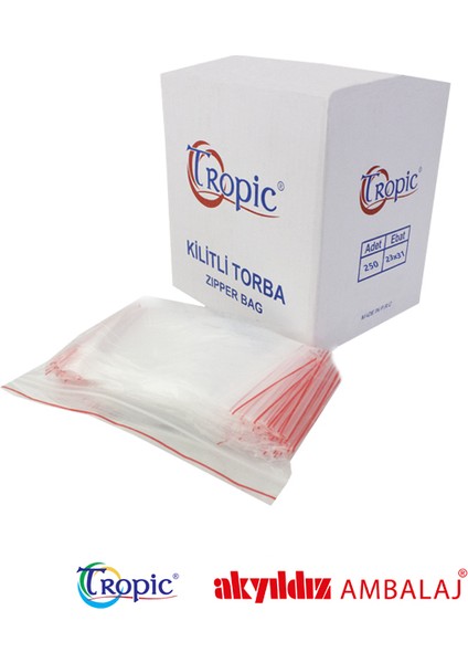 Tropic 3 Paket Kilitli Naylon Torba 23X31 Kilitli Poşet (250Lİ)