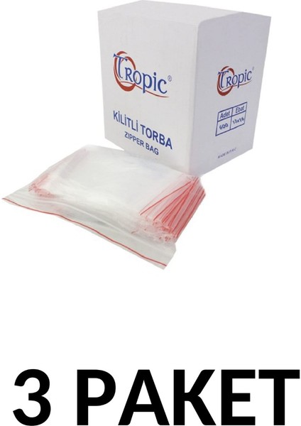 Tropic 3 Paket Kilitli Naylon Torba 13X16 Kilitli Poşet (600LÜ)