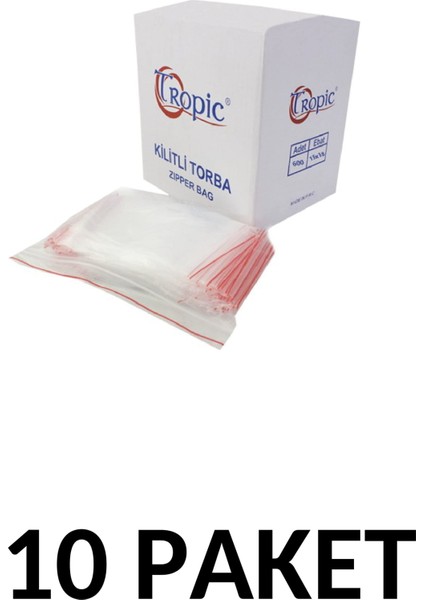 Tropic 10 Paket Kilitli Naylon Torba 15X18 Kilitli Poşet (600LÜ)