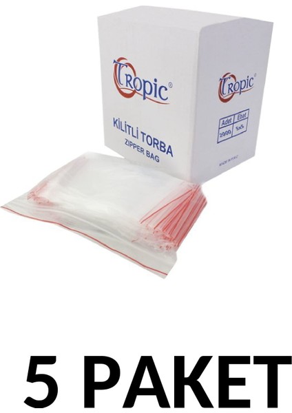 Tropic 5 Paket Kilitli Torba Kilitli Poşet 5x5 cm (2000 Li)