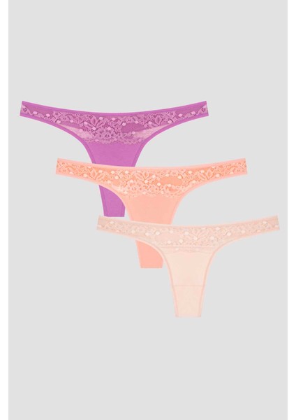 Joyful Spring Dantel Detaylı 3lü Tanga Külot