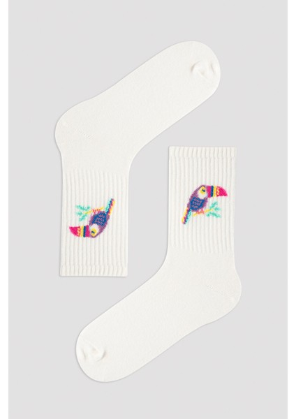 Çok Renkli Kız Çocuk Smile Please Baskılı 3lü Soket Çorap fırsatları