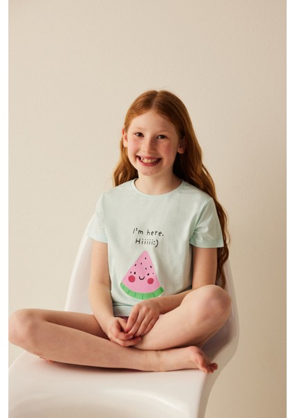 Kız Çocuk Karpuz Baskılı Pijama Takımı