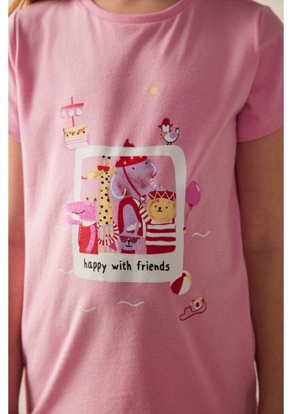 Kız Çocuk Travel Baskılı 2Li Pijama Takımı