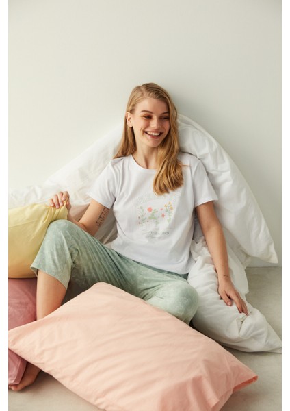 Dream It Tişört Kapri Pijama Takımı