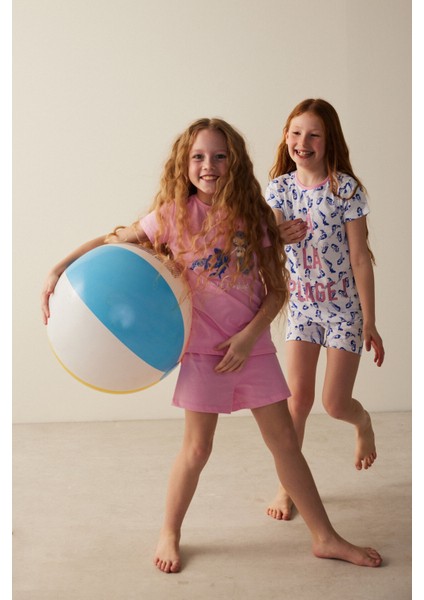 Kız Çocuk La Plage Baskılı 2Li Pijama Takımı