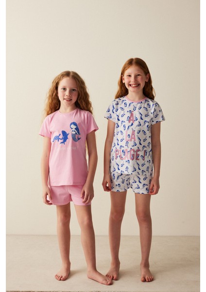 Kız Çocuk La Plage Baskılı 2Li Pijama Takımı