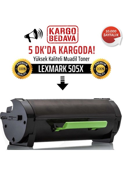 Lexmark 505X Muadil Toner | MS410D | 10.000 Sayfa