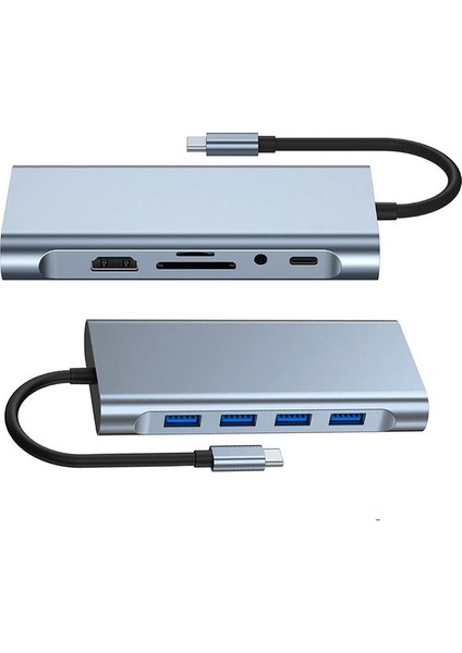 100W 11IN1 Multifonksiyonlu Type-C Hub Type-C Hub Dönüştürücü Çoğaltıcı RJ45 Hdmi VGA Usb3.0