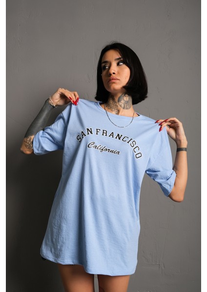 Kadın San Francisco California Baskılı Oversize T-Shirt