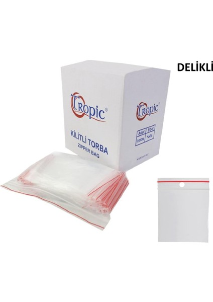 Tropic 10 Paket Askılı Delikli Kilitli Torba Kilitli Poşet 5x5 cm (2000 Li)