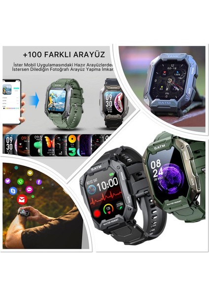 Tank Watch C20 Kaya Sağlamlığında Akıllı Saat Sporcu, Izci-Dağcı-Askeri Saat, Su Geçirmez+Kordon