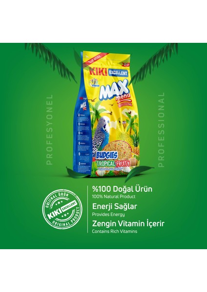 Kıkı Excellent Kuş Max Menu Budgies Tropical Fruity Tropikal Meyveli Muhabbet Kuşu Yemi 1000 Gr. KB312