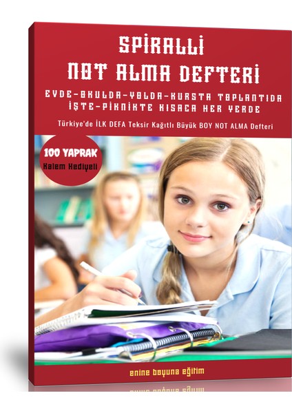 Enine Boyuna Eğitim Spiralli Not Alma Defteri