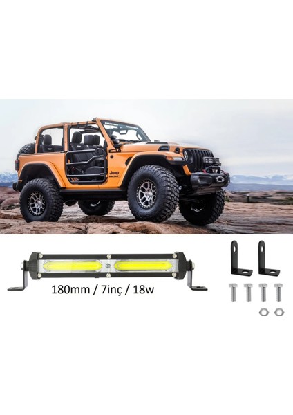 18W Cob Bar 180MM LED Off Road 12/24V Su Geçirmez Spot Tekne Çalışma Lambası Sisfarları