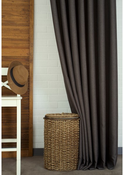 Fon Perde Keten Füme 1-3 Sık Pile 200X260