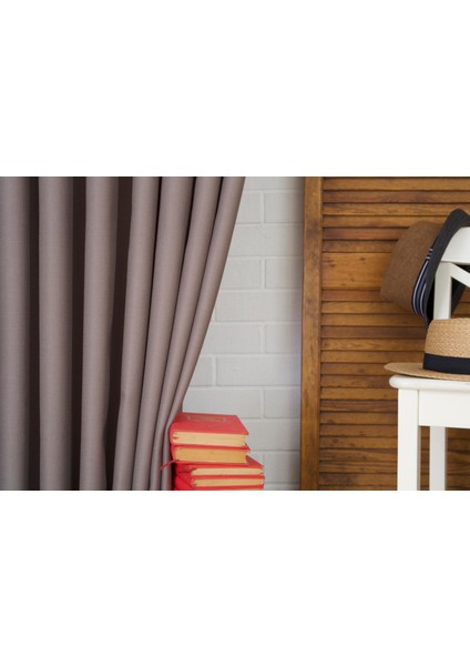 Fon Perde Keten Vizon 1-2 Seyrek Pile 60X260