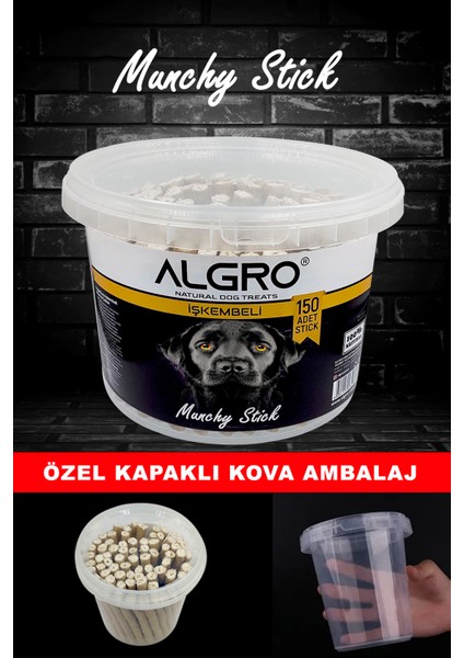 Kuzu Işkembeli Munchy Stick Çiğnemelik Yenilebilir 150 Adet / Kova Ambalaj