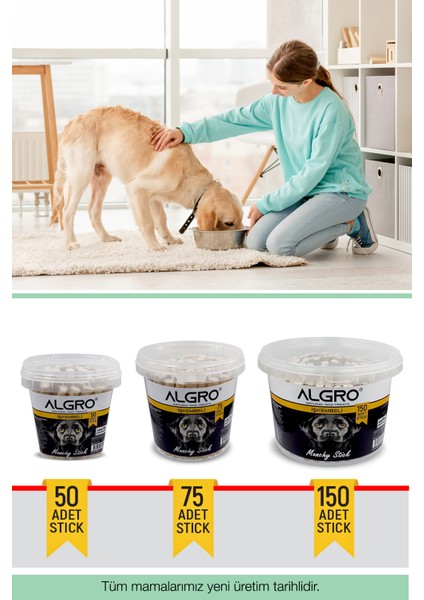 Kuzu Işkembeli Munchy Stick Çiğnemelik Yenilebilir 150 Adet / Kova Ambalaj