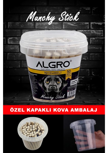 Kuzu Işkembeli Munchy Stick Çiğnemelik Yenilebilir 50 Adet / Kova Ambalaj