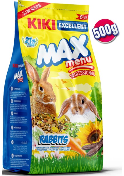 Kıkı Excellent Kemirgen Max Menu Rabbits Tavşan Yemi 500 Gr. KG301