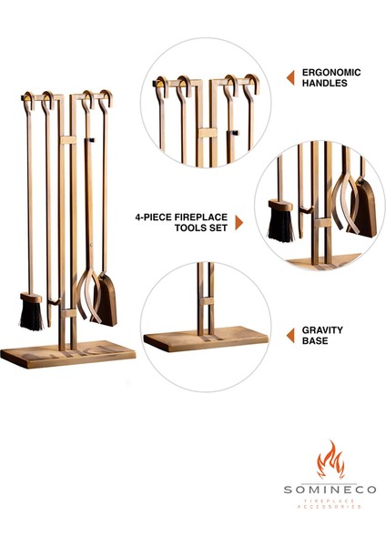 5'li Lüx Ithal Antik Gold Patinalı Şömine Maşa Takımı Aksesuar Seti - SG018 modelleri