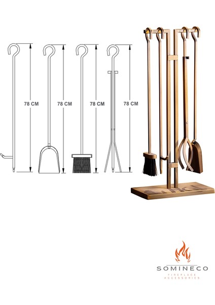 5'li Lüx Ithal Antik Gold Patinalı Şömine Maşa Takımı Aksesuar Seti - SG018 fırsatları