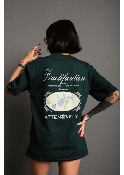 Kadın Fructification Baskılı Oversize T-Shirt