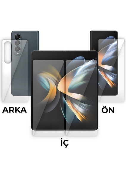 Samsung Galaxy Z Fold 4 Ön-İç-Arka 360 Fullbody Darbe Emici Kaplama ve Hd Ekran Koruyucu