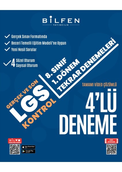 1. Dönem 8. Sınıf LGS Son Kontrol 4'lü Deneme