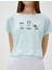 Crop Tişört Baskılı Bisiklet Yaka Kısa Kollu 5