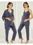 18432 Lacivert Hamile Lohusa 3 Lü Pijama Sabahlık Tk 2