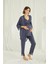 18432 Lacivert Hamile Lohusa 3 Lü Pijama Sabahlık Tk 3