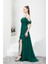 Eteği Volanlı Uzun Yeşil Şifon Abiye Elbise 3