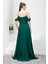 Eteği Volanlı Uzun Yeşil Şifon Abiye Elbise 4