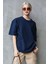 Lacivert Bisiklet Yaka Basic Oversize T-Shirt MG1687 3