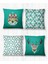 Geometrik Stil Yeşil 4'Lü Kırlent Kılıfı-PLS16-28-31 2