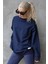 Lacivert Basic Oversize Kadın Sweatshirt MG168610 1