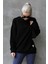 Siyah Basic Oversize Kadın Sweatshirt MG168610 1