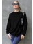 Siyah Basic Oversize Kadın Sweatshirt MG168610 2